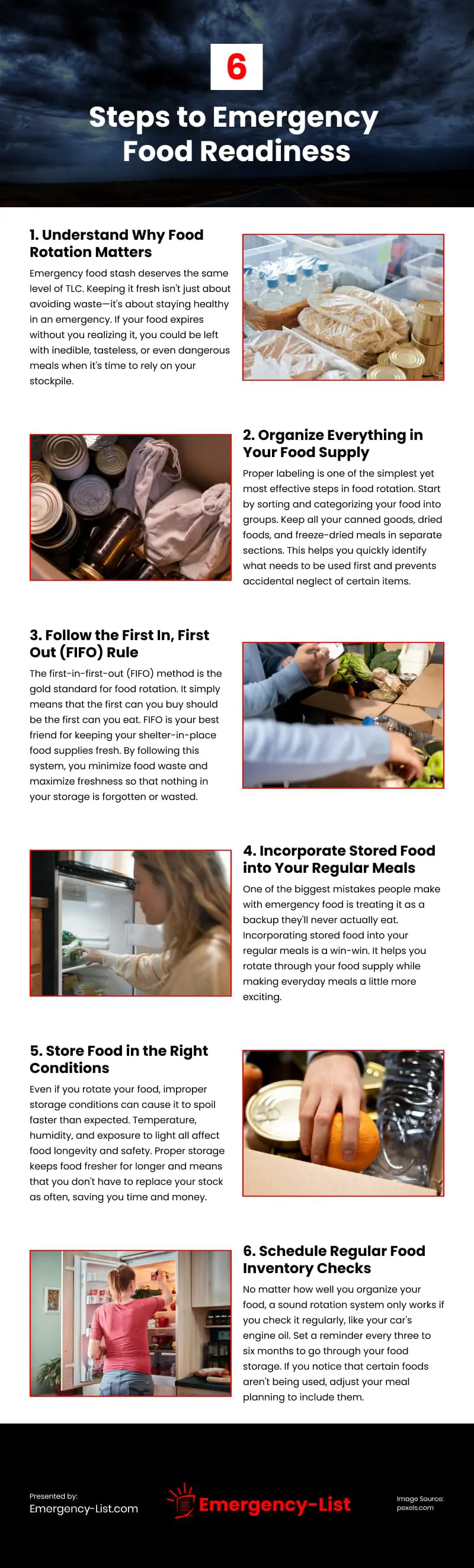6 Steps to Emergency Food Readiness Infographic