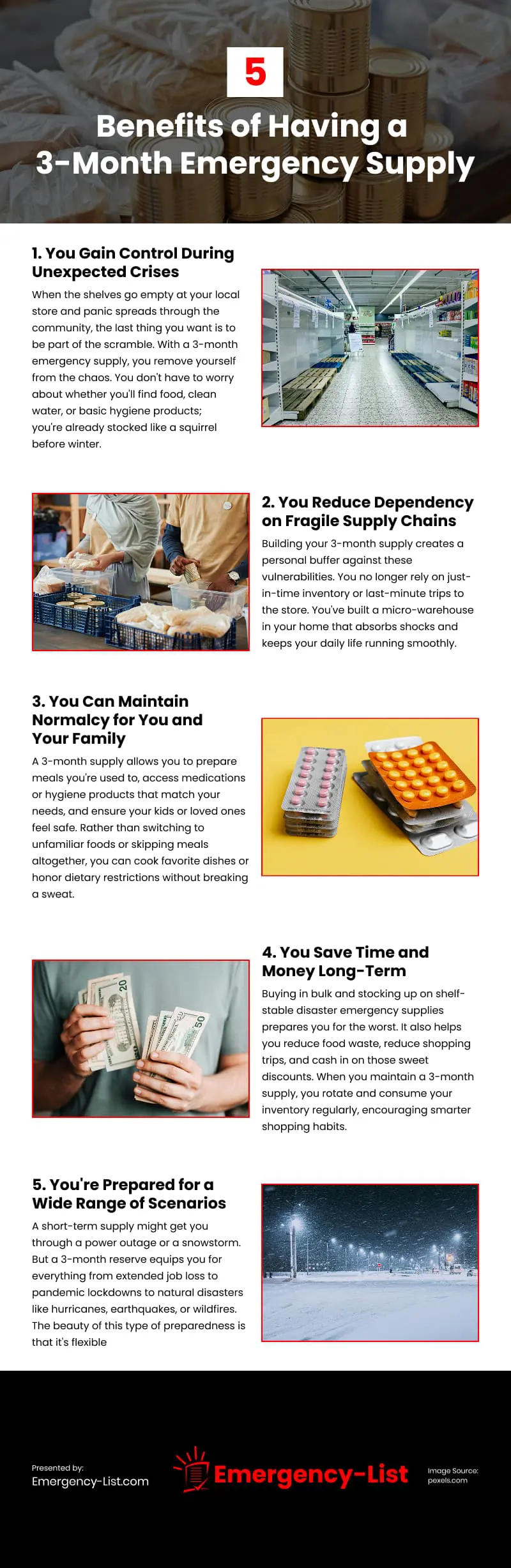5 Benefits of Having a 3-Month Emergency Supply Infographic 5 Benefits of Having a 3-Month Emergency Supply Infographic