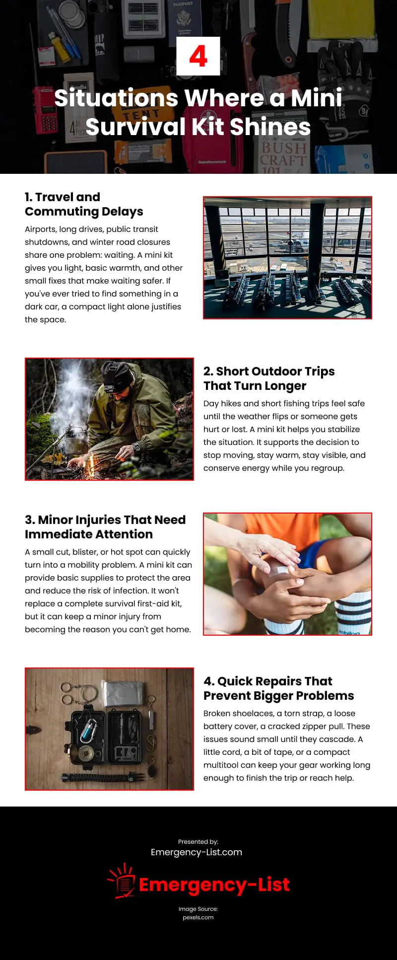 4 Situations Where a Mini Survival Kit Shines Infographic