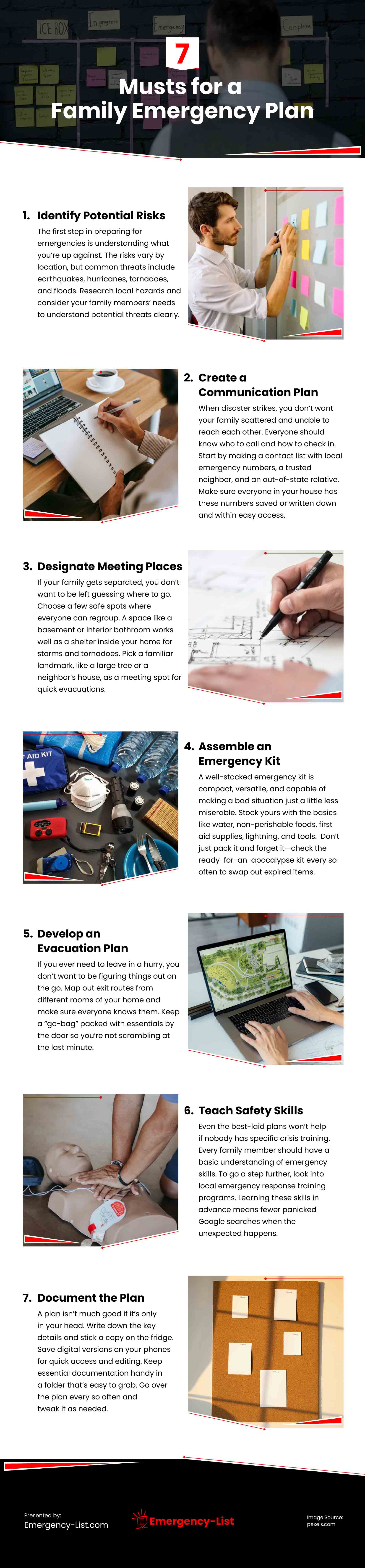 7 Musts for a Family Emergency Plan Infographic