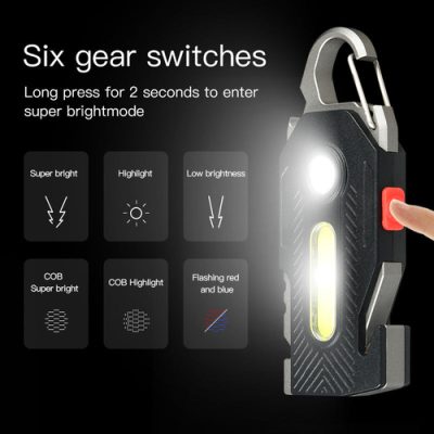 Multifunctional Charging Emergency Light Convenient Keychain Work