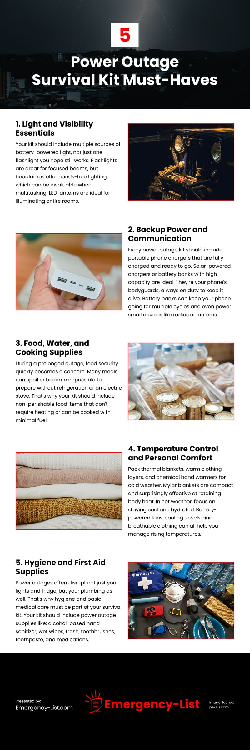 5 Power Outage Survival Kit Must-Haves Infographic
