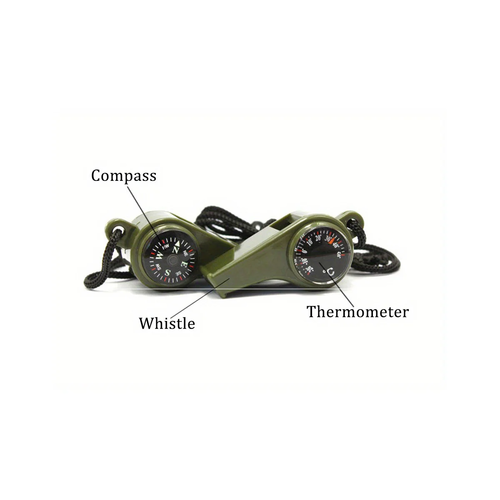 3 in 1 Emergency Survival Whistle Compass Thermometer Referee