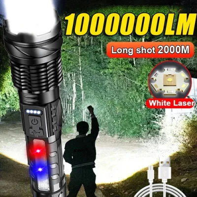 100000LM Powerful LED Flashlight Rechargeable Zoom Tactical Torch