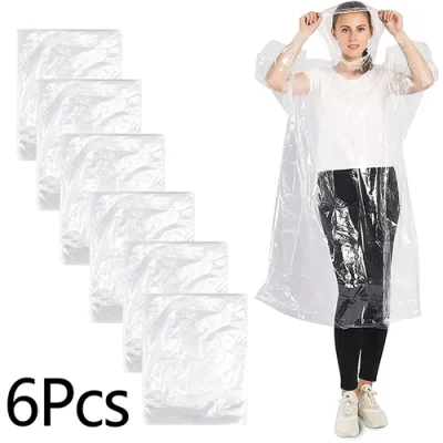 6Pcs Disposable Waterproof Raincoat Outdoor Hiking Mountain Travel