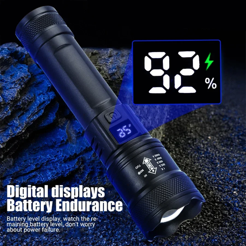 High Strong Power Led Flashlights 2000LM Tactical Torch with Display