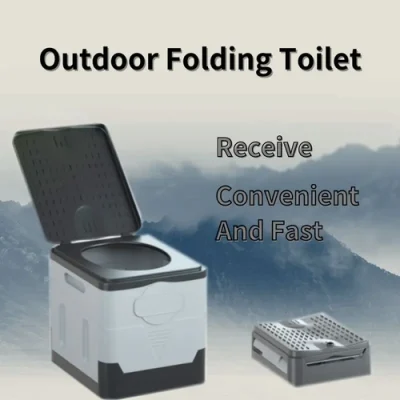 Folding Toilet, Portable, Collapsible, Anti-Odor Storage Box, Car
