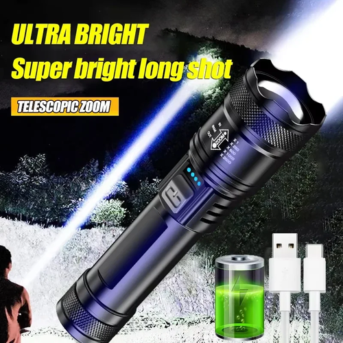 High Strong Power Led Flashlights 2000LM Tactical Torch with Display