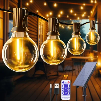Solar String Lights Outdoor G40 Patio Lights with LED Shatterproof