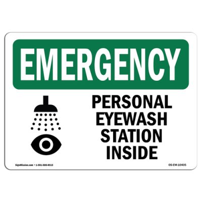 SignMission OS-EM-A-710-L-10405 Emergency Personal Eyewash Station Ins