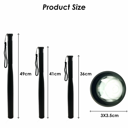 49cm Baseball Bat LED Flashlight Bright Baton Torch Emergency Security