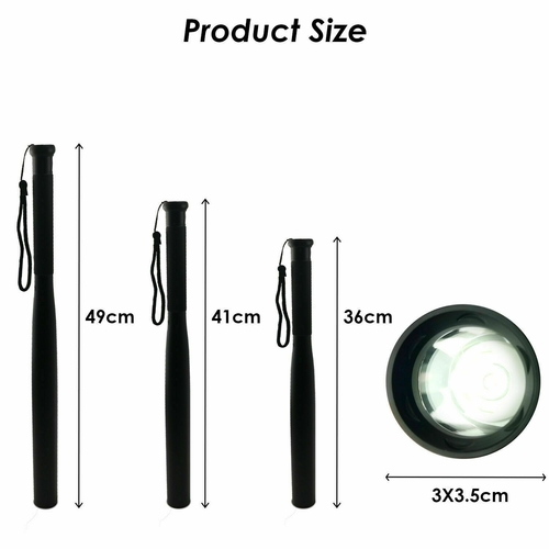 49cm Baseball Bat LED Flashlight Bright Baton Torch Emergency Security